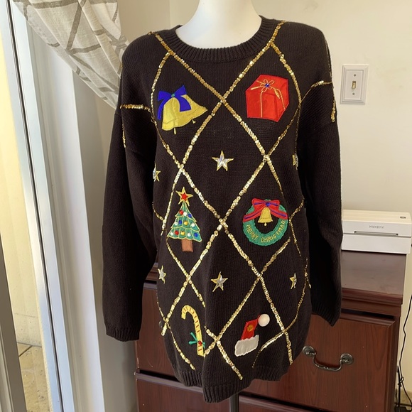 Vintage Work in Progress by Gladys Bagley Christmas sweater size Medium - Picture 1 of 4